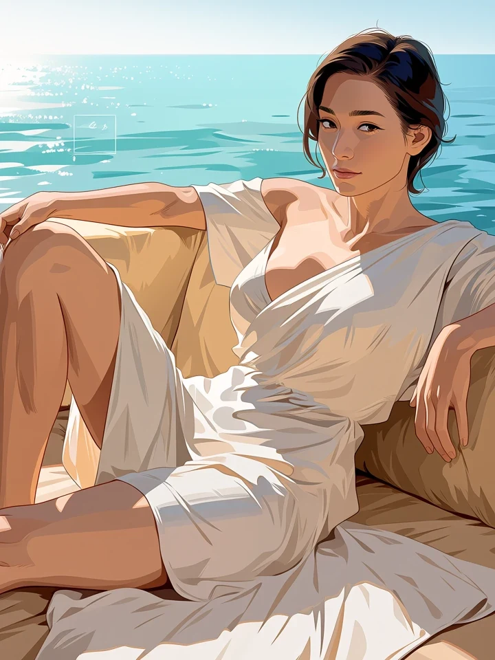 Unmistakably adult anime character illustrating the platform's content rules